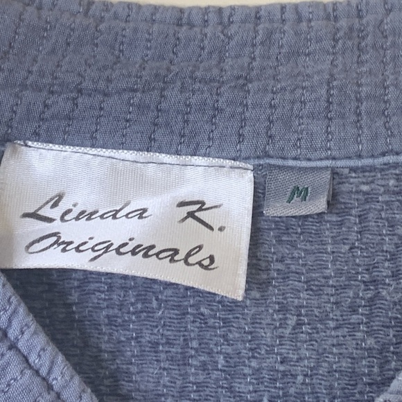 Linda K Originals | Blue Hand Painted Button Down Textured 100% Cotton Jacket M - Picture 7 of 17